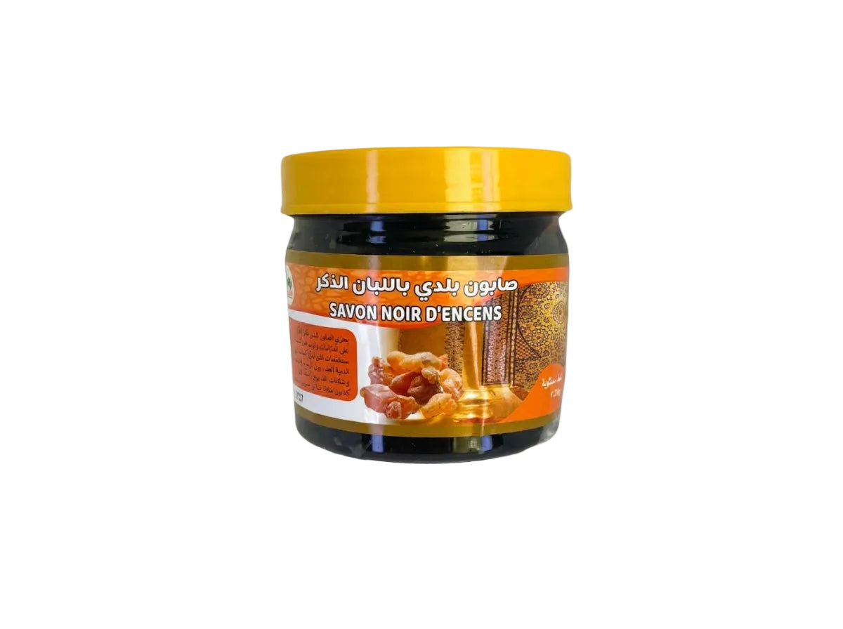 Savon noir naturel a l encens oliban Orianza 200g pot de gommage raffermissant