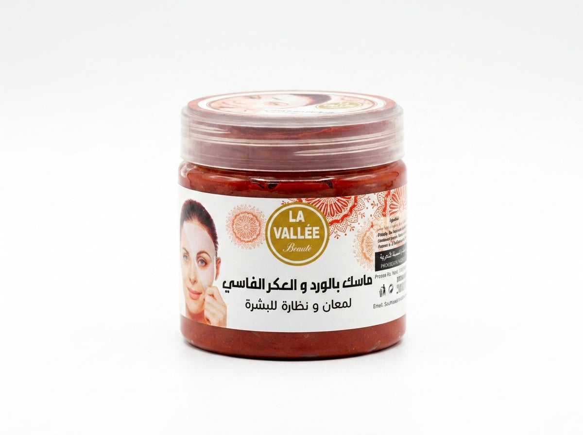 Masque pret a l emploi au Aakr el Fassi et rose Orianza Selection pot de creme visage