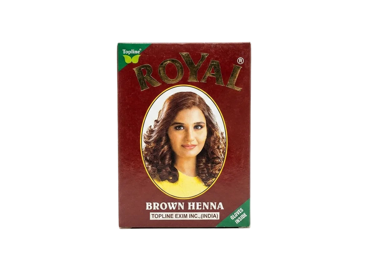 Sachet de poudre de Henné Royal Marron Naturel Orianza Selection, coloration végétale et traitement fortifiant pour cheveux.