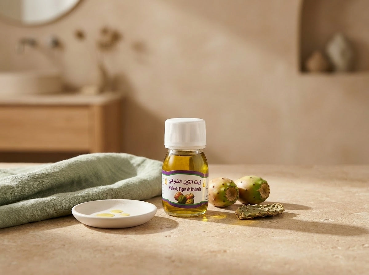 Flacon d'Huile de Pépins de Figue de Barbarie pure Orianza Selection, sérum anti-âge et lifting naturel précieux.