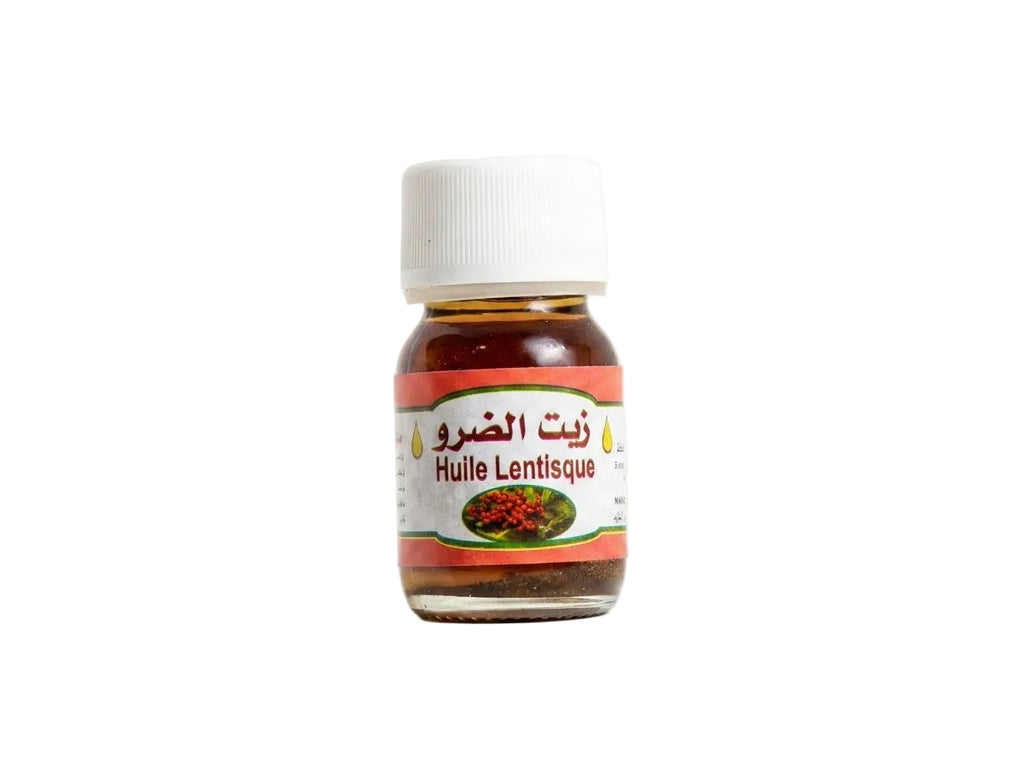 Flacon d'Huile de Lentisque Pistachier Dhrou Orianza Selection, soin végétal réparateur et décongestionnant.