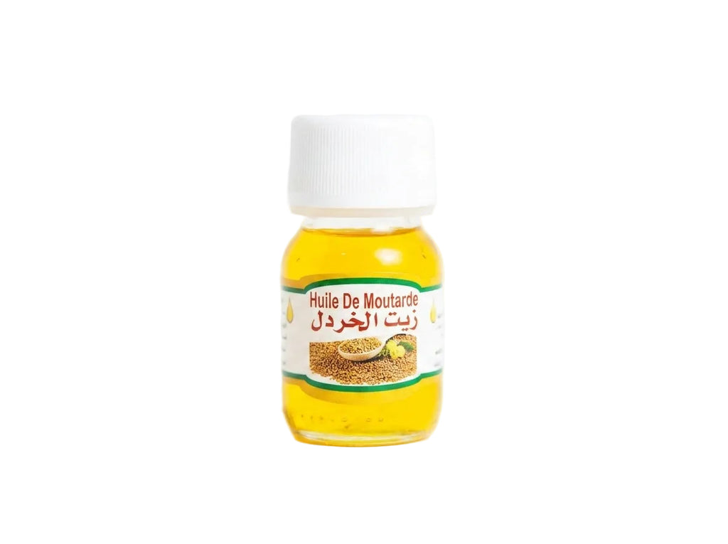 Flacon d'Huile de Moutarde Pure du Maroc Orianza Selection, soin végétal chauffant booster de pousse et antichute.