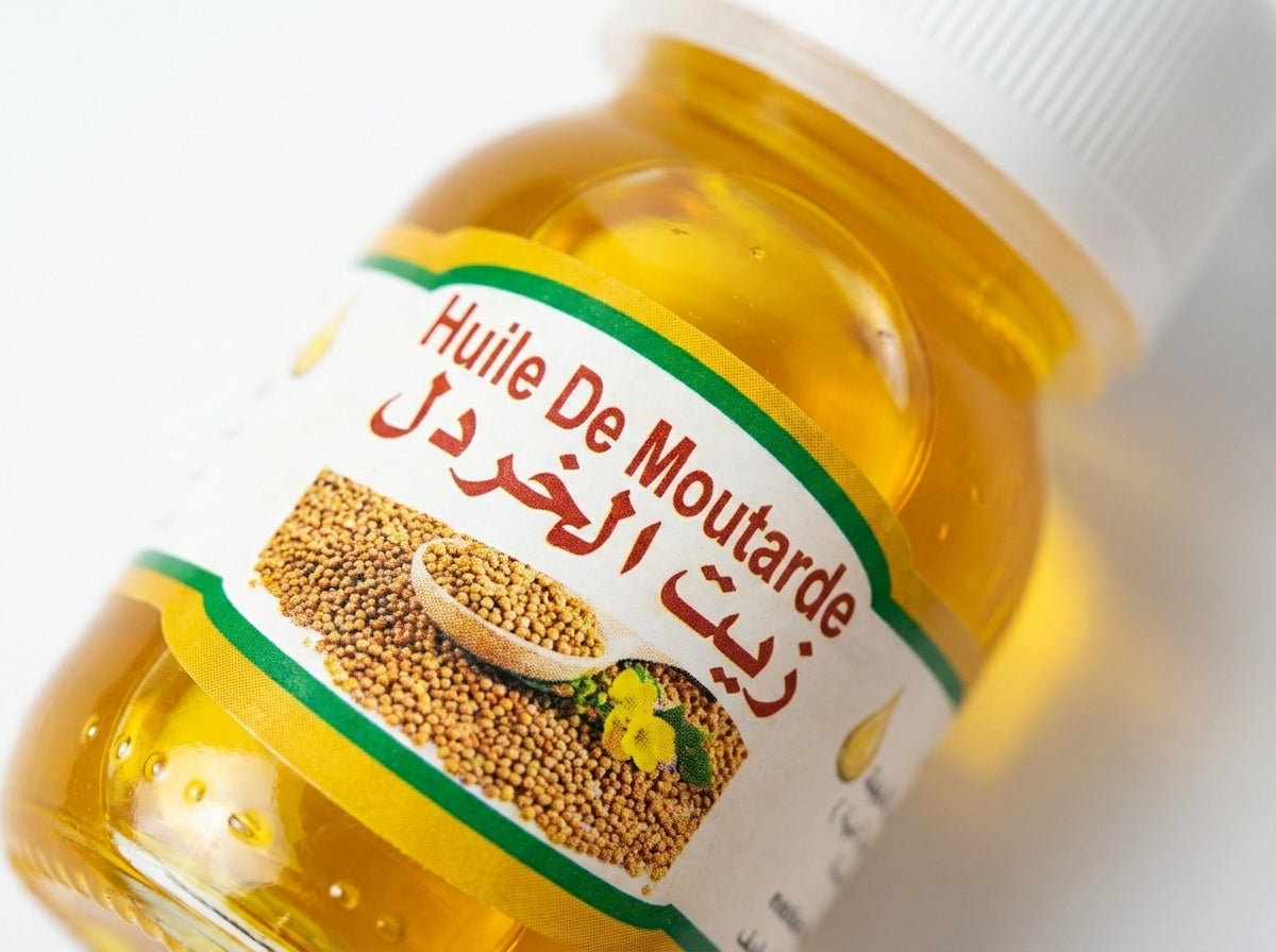 Massage crânien stimulant avec l'huile de moutarde pure pour activer la microcirculation et densifier les cheveux.