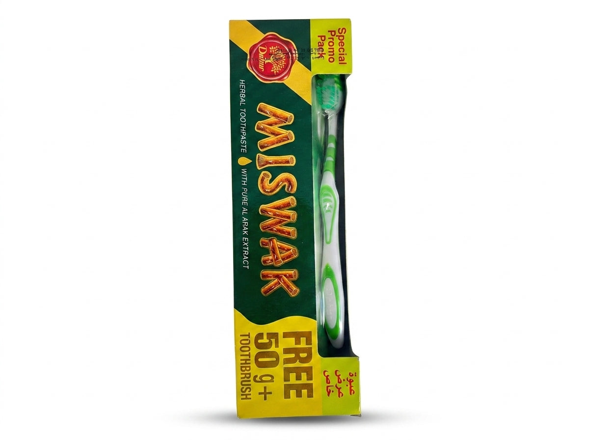 Kit Dentifrice Naturel au Miswak Orianza Selection avec sa brosse à dents ergonomique offerte.