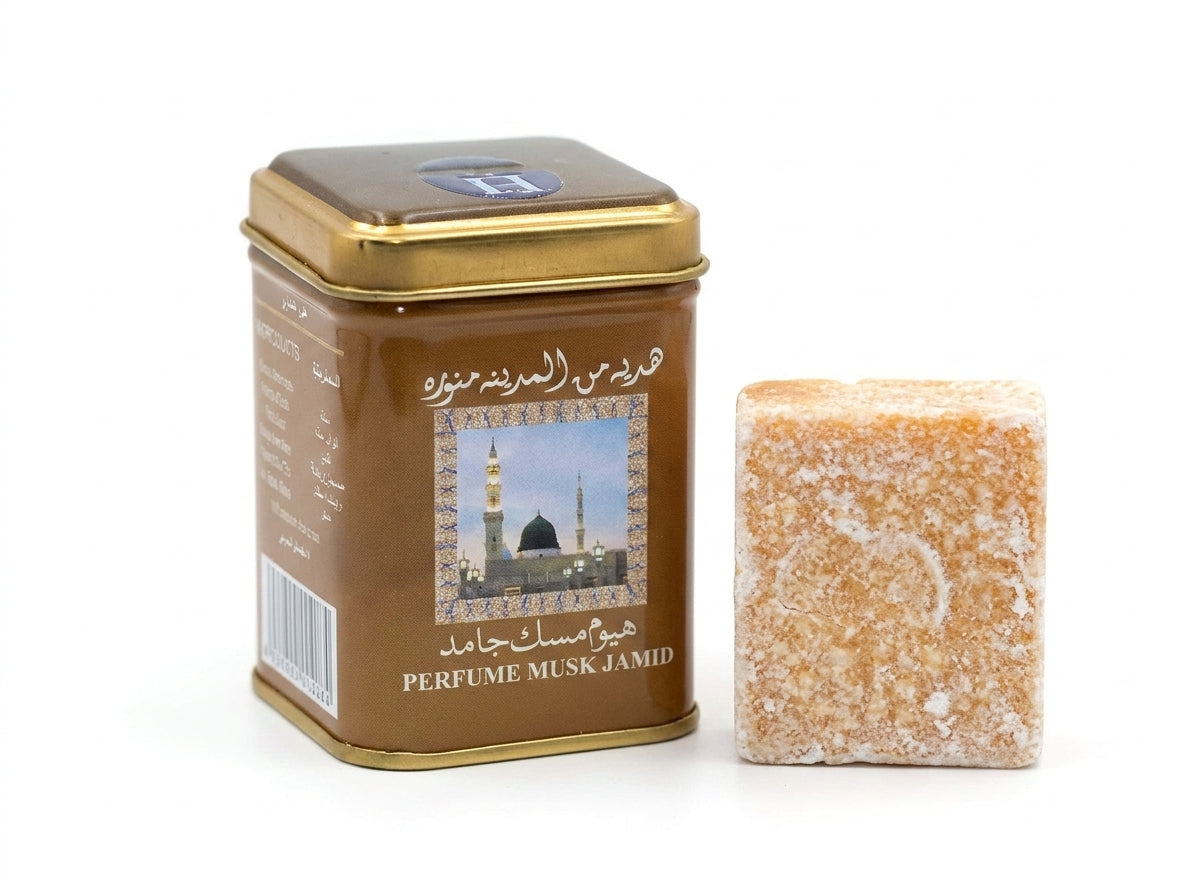 Carré de Musc Solide Parfumé Orianza Selection, le bloc de parfum sec traditionnel aux notes poudrées de pureté.