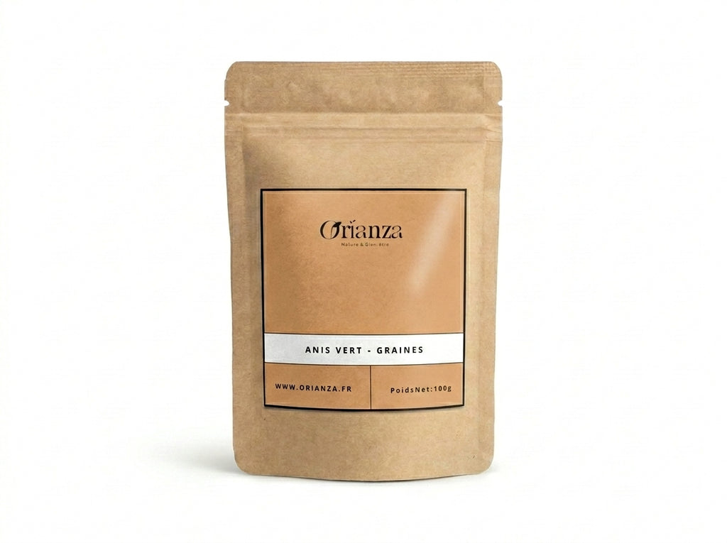 Sachet d'apothicaire en kraft de Graines d'Anis Vert Orianza Selection, Kamoun Basbas pur contre les ballonnements.