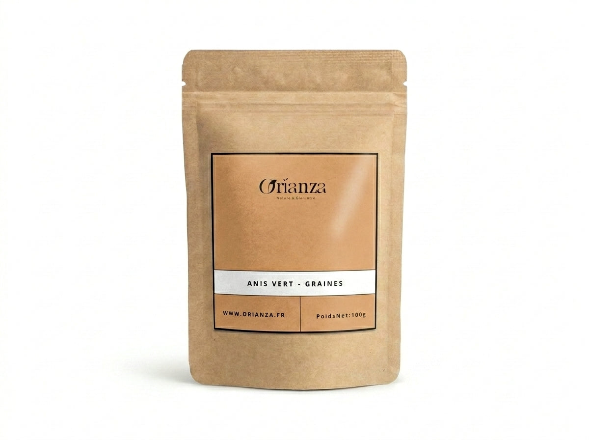 Sachet d'apothicaire en kraft de Graines d'Anis Vert Orianza Selection, Kamoun Basbas pur contre les ballonnements.