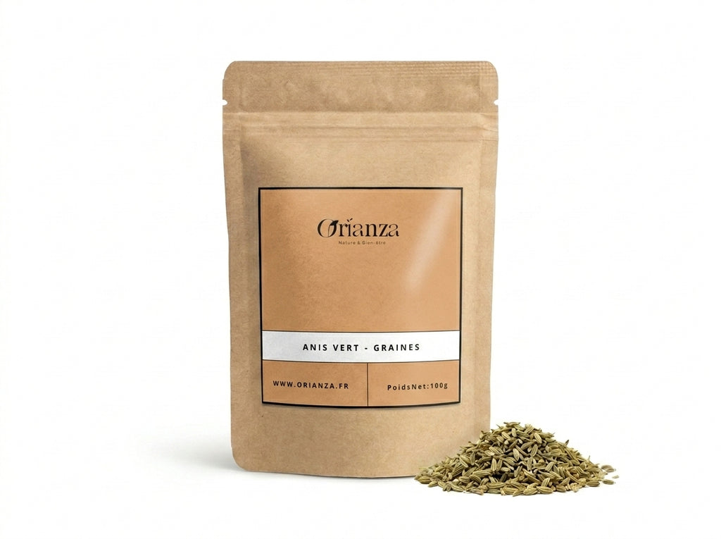 Sachet d'apothicaire en kraft de Graines d'Anis Vert Orianza Selection, Kamoun Basbas pur contre les ballonnements.