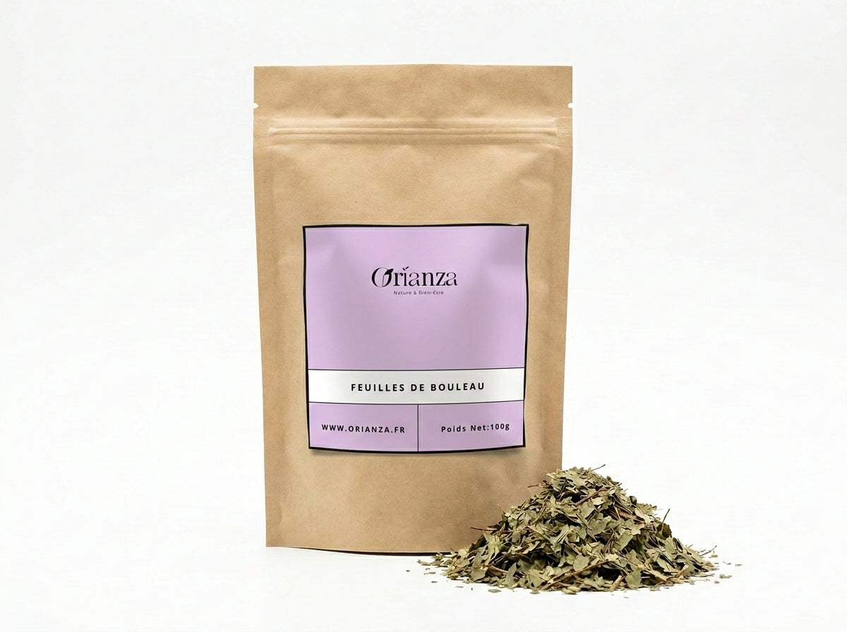 Sachet d'apothicaire en kraft de Feuilles de Bouleau Orianza Selection, tisane pure de qualité herboristerie pour le drainage rénal.