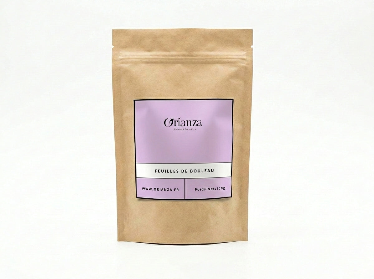 Sachet d'apothicaire en kraft de Feuilles de Bouleau Orianza Selection, tisane pure de qualité herboristerie pour le drainage rénal.