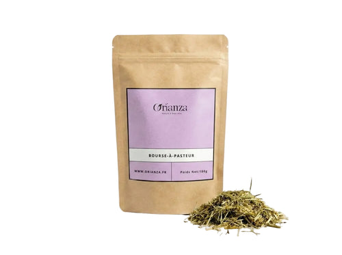 Sachet d'apothicaire en kraft de Bourse à Pasteur Orianza Selection, herbes pures pour le confort féminin.