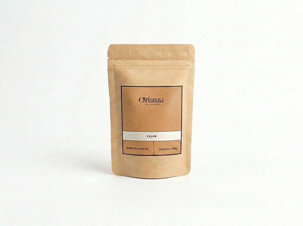 Sachet d'Épices Cajun Orianza Selection, poudre aromatique traditionnelle de Louisiane pour grillades.