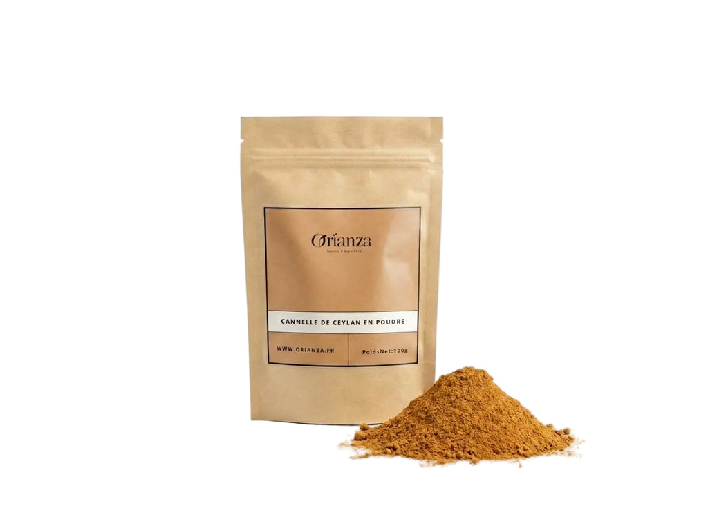 Sachet d'apothicaire en kraft de Cannelle de Ceylan en Poudre Orianza Selection, écorce pure du Sri Lanka.