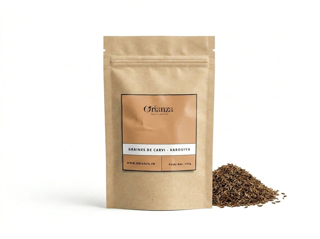Sachet d'apothicaire en kraft de Graines de Carvi Entières Orianza Selection, Karouiya pure pour éliminer les gaz.