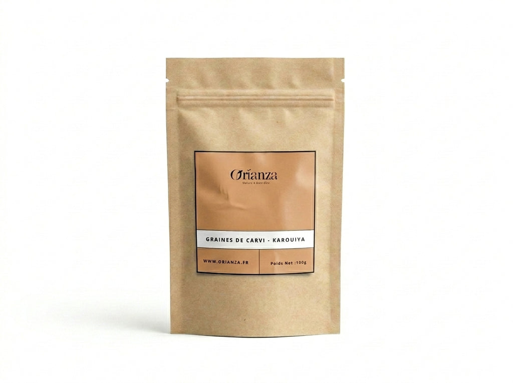 Sachet d'apothicaire en kraft de Graines de Carvi Entières Orianza Selection, Karouiya pure pour éliminer les gaz.