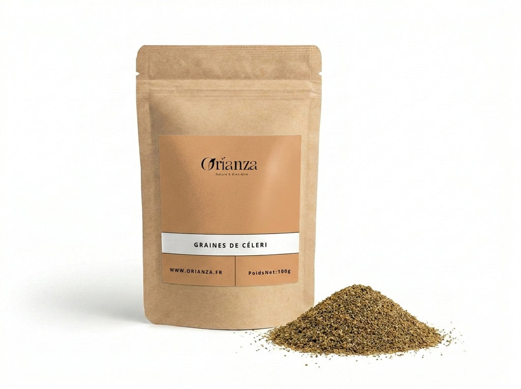 Sachet d'apothicaire en kraft de Graines de Céleri Pures Orianza Selection, Zriat El Krafes pour le drainage rénal.