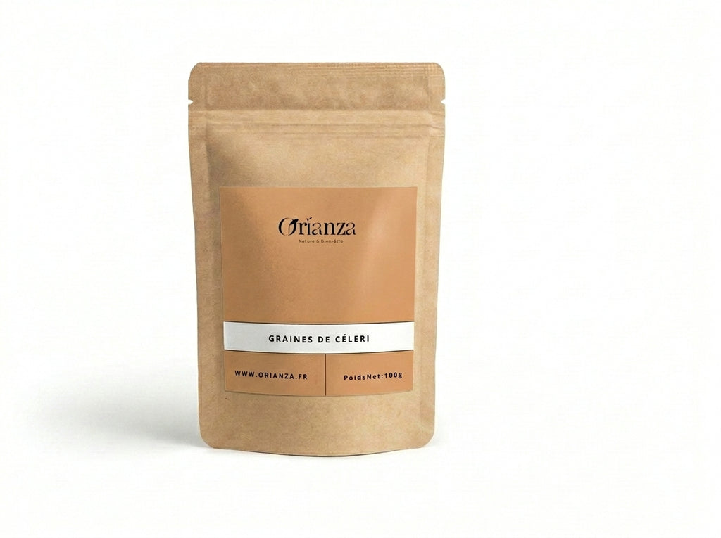 Sachet d'apothicaire en kraft de Graines de Céleri Pures Orianza Selection, Zriat El Krafes pour le drainage rénal.