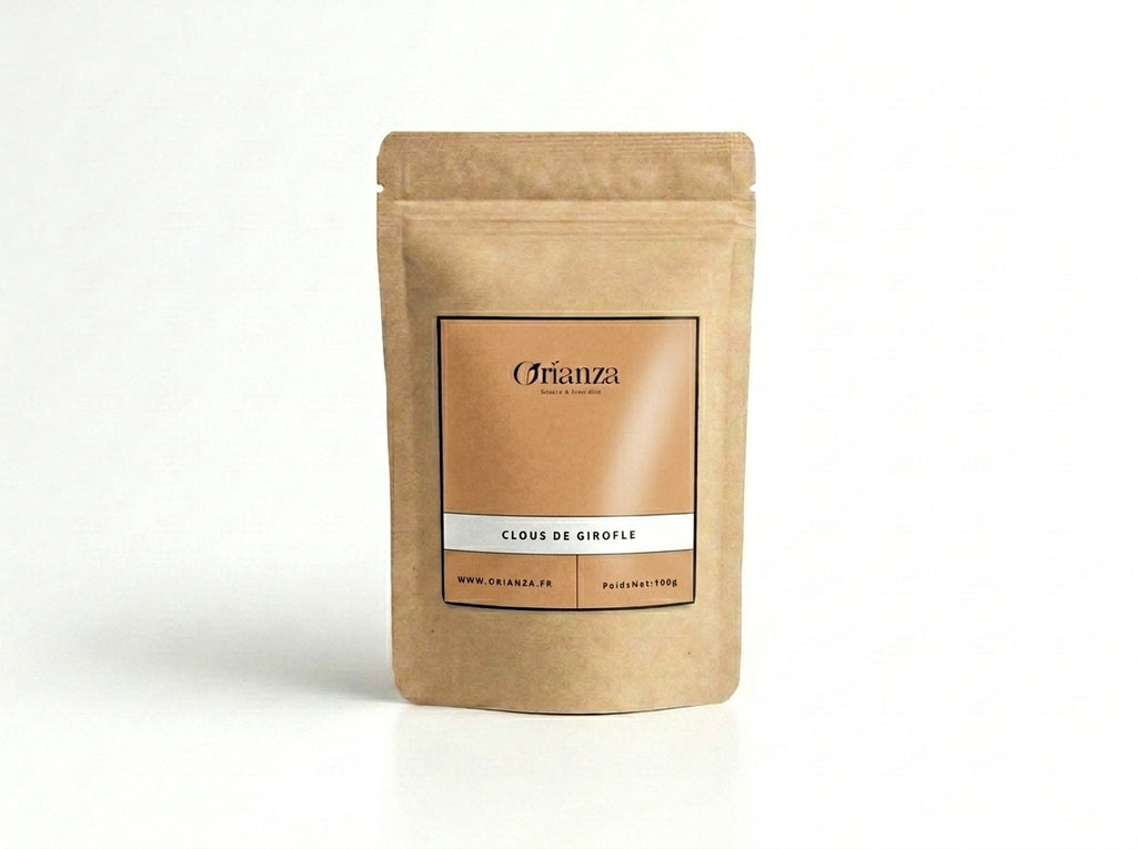 Sachet d'apothicaire en kraft de Clous de Girofle Entiers Orianza Selection, Qronfel pur pour l'hygiène et la santé dentaire.