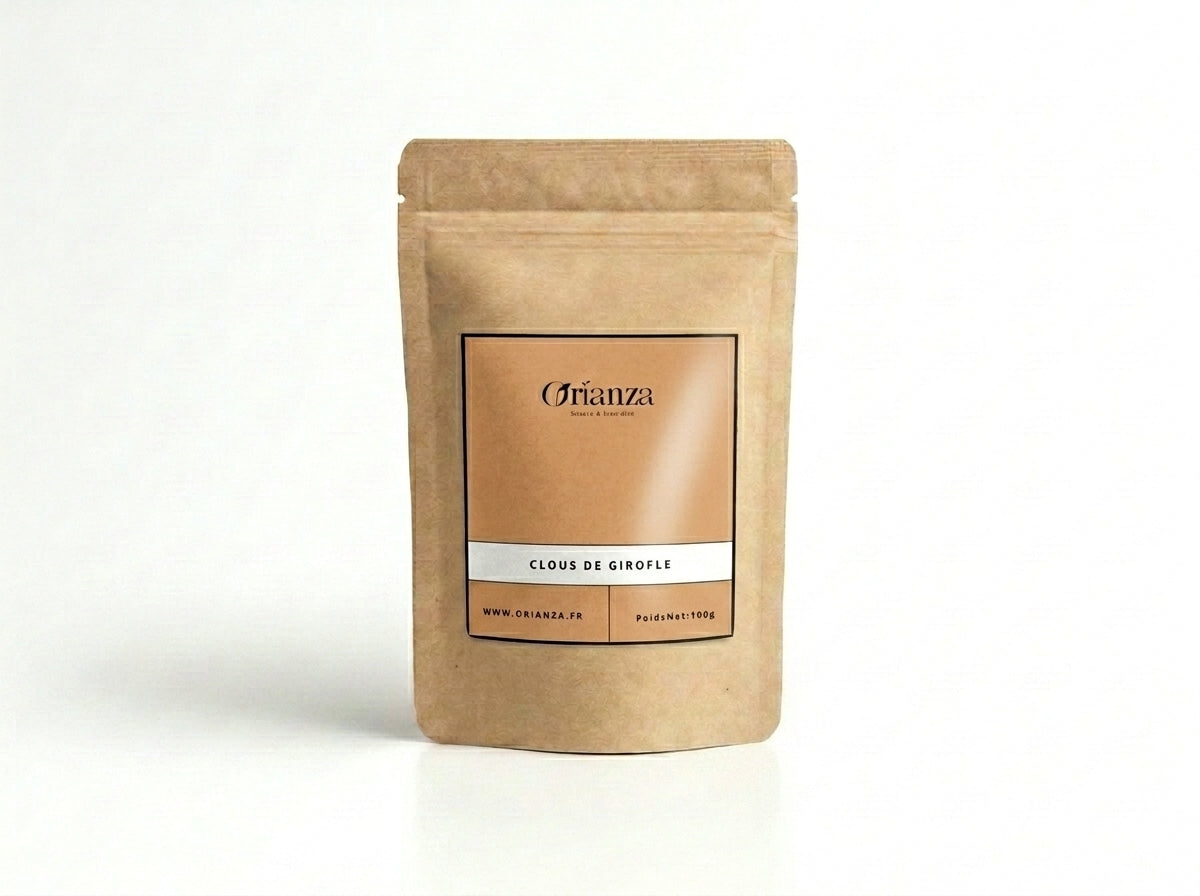 Sachet d'apothicaire en kraft de Clous de Girofle Entiers Orianza Selection, Qronfel pur pour l'hygiène et la santé dentaire.