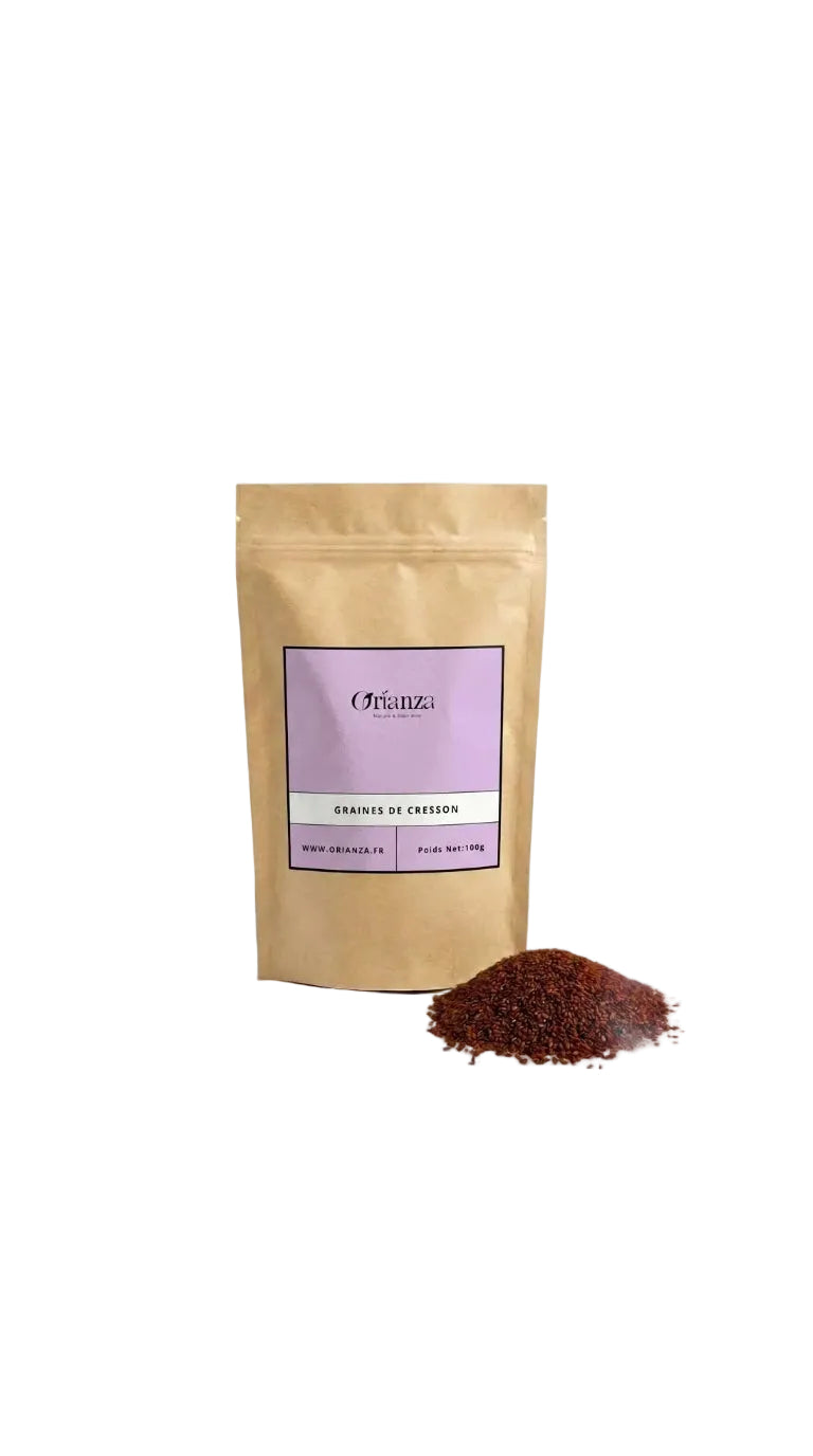 Sachet d'apothicaire en kraft de Graines de Cresson Orianza Selection, Hab Errachad naturel pour fortifier les os.