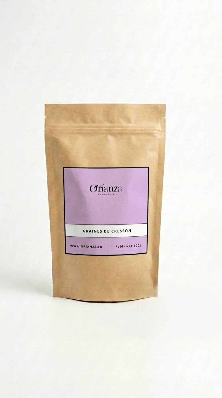 Sachet d'apothicaire en kraft de Graines de Cresson Orianza Selection, Hab Errachad naturel pour fortifier les os.