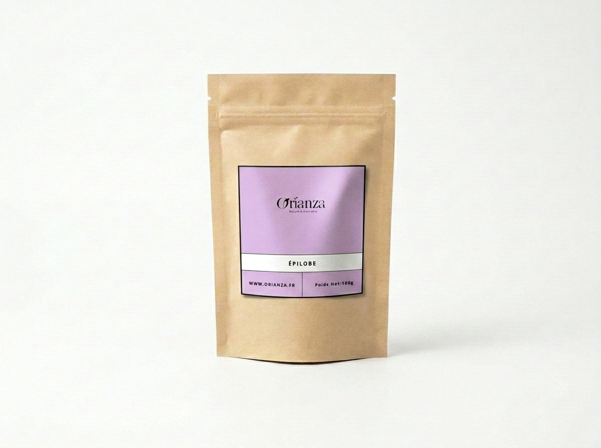 Sachet kraft herboriste d'Épilobe à Petites Fleurs Orianza Selection, plante séchée pour le confort urinaire masculin.