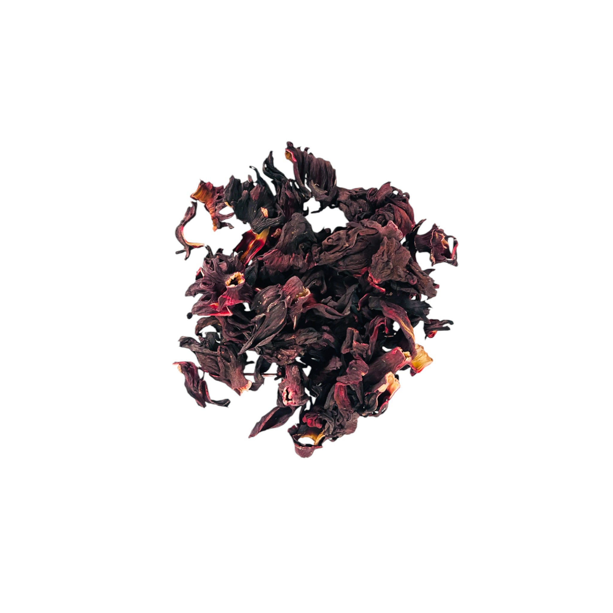 Gros plan herboriste sur les fleurs d'hibiscus entières séchées à l'ombre et riches en vitamine C.