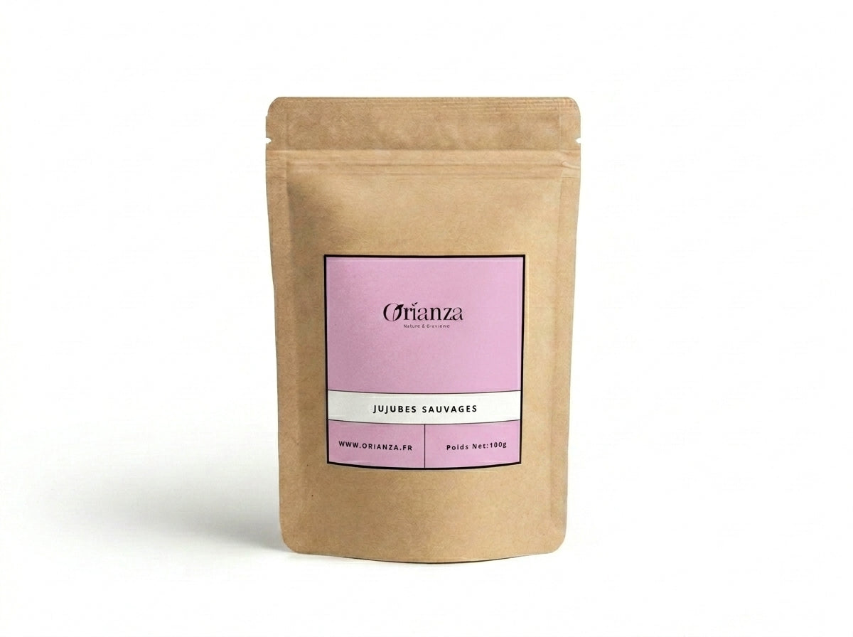 Sachet d'apothicaire en kraft de Jujubes Séchés Sauvages Orianza Selection, N'beg pur du Sidr pour la vitalité.