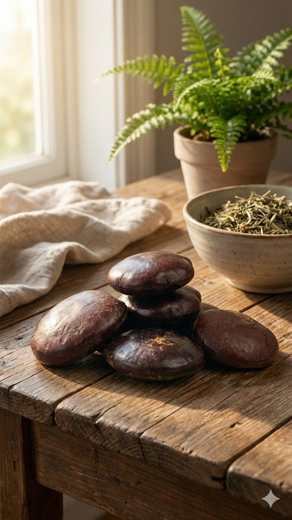 Une atmosphère herboriste épurée en image lifestyle, mettant en scène le sachet de Graine de Kelwa Orianza posé de façon nette et claire sur une table en bois massif.