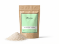 Sachet d'apothicaire en kraft de Sel de Roche en Poudre Orianza Selection, Melh El Haya pour purification avec une cuillère de poudre à côté.