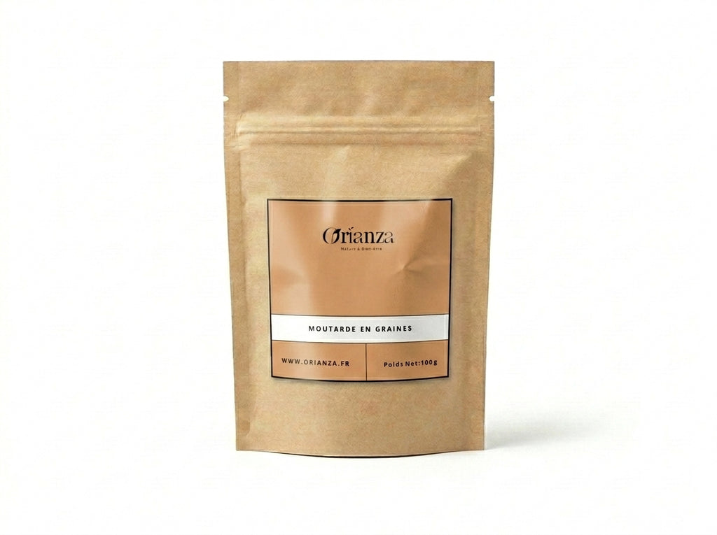 Sachet kraft de Moutarde en Graines Orianza Selection, épice entière pure pour pickels et marinades.