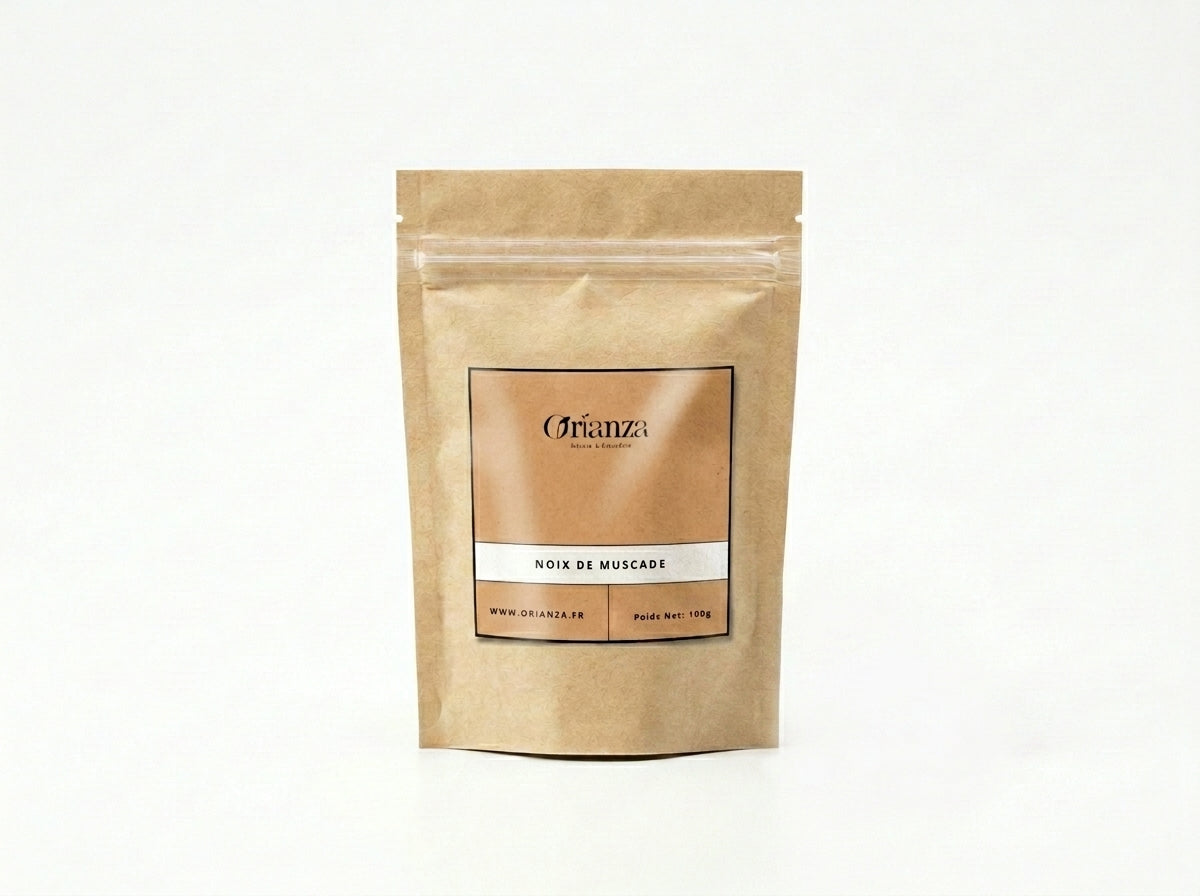 Sachet d'apothicaire en kraft de Noix de Muscade Entière Orianza Selection, Gouza de qualité supérieure pour cuisine.
