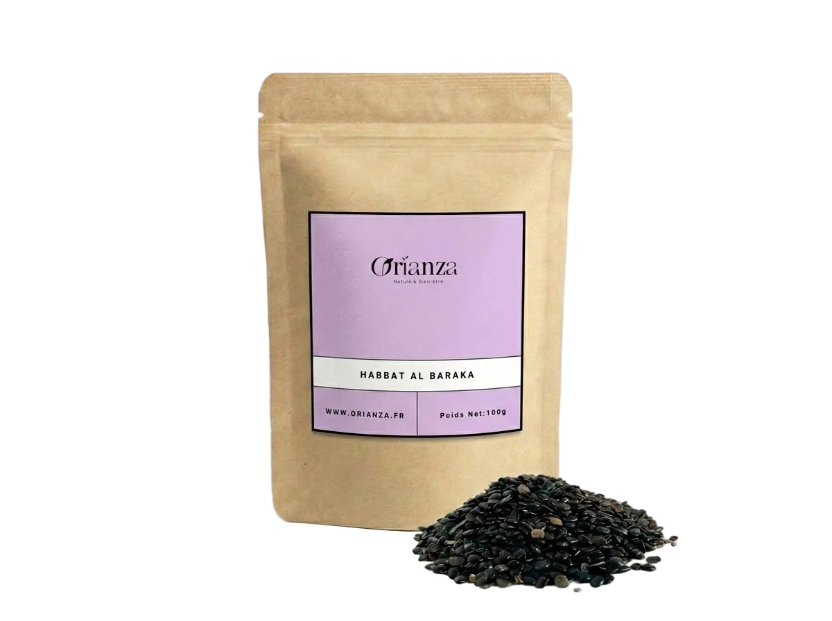 Sachet d'apothicaire en kraft de Graines de Nigelle Entières Orianza Selection, Habbat Al Baraka pure pour immunité.