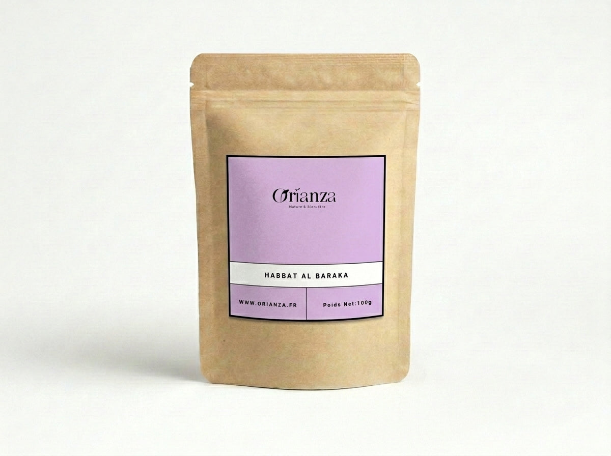 Sachet d'apothicaire en kraft de Graines de Nigelle Entières Orianza Selection, Habbat Al Baraka pure pour immunité.