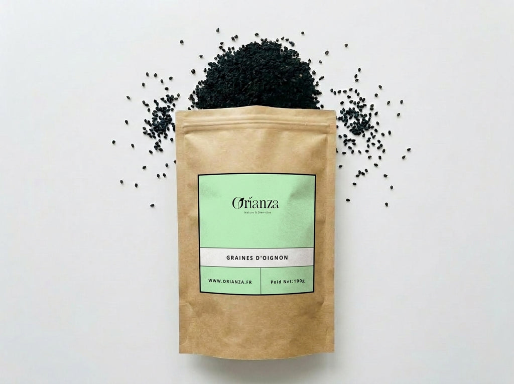 Sachet d'apothicaire en kraft de Graines d'Oignon Orianza Selection, Zriaat El Bssal pure pour la pousse des cheveux.