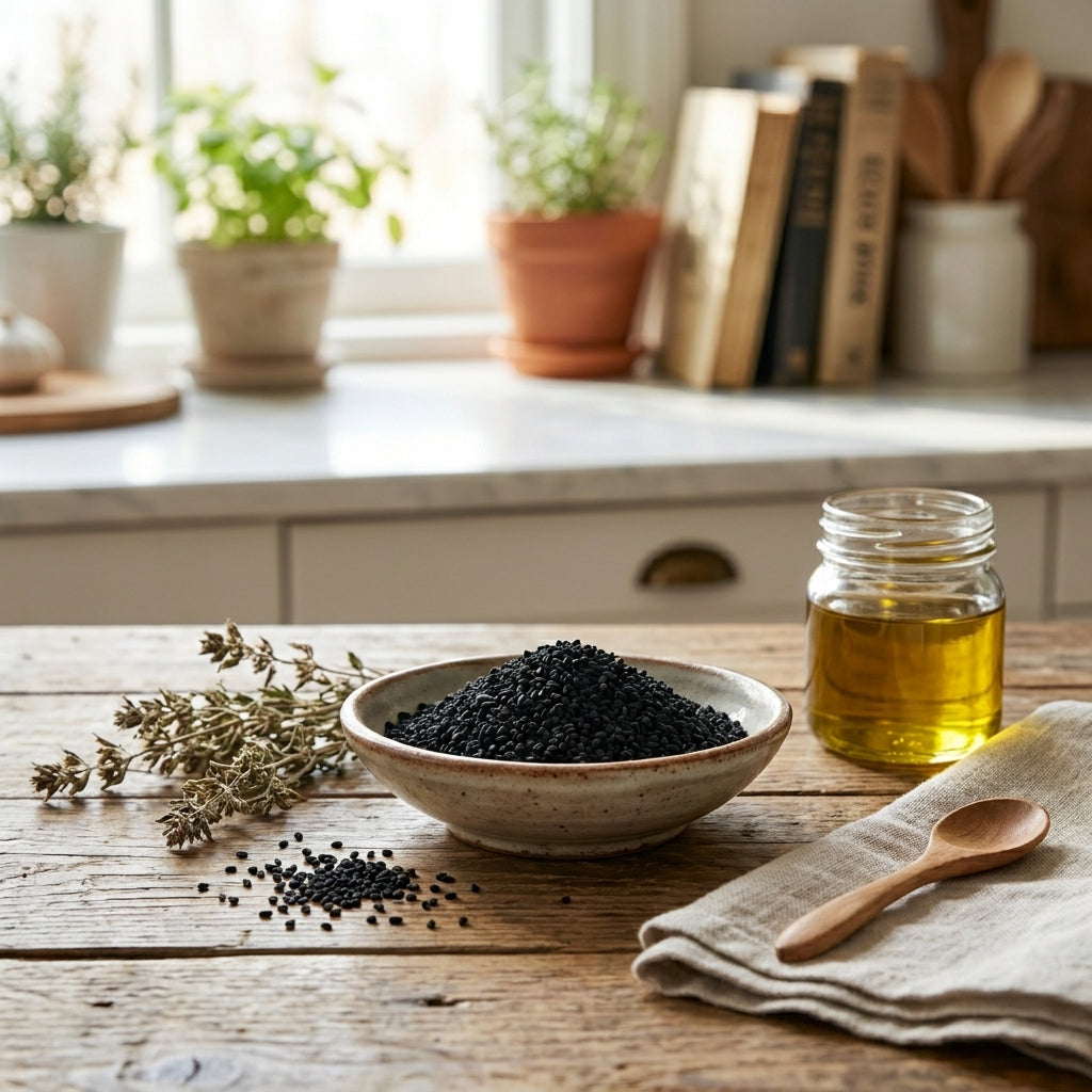 Macérat huileux maison aux graines d'oignon d'Orianza pour renforcer les racines et la vitalité des cheveux.