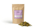 Sachet d'apothicaire en kraft de Feuilles d'Olivier Naturelles Orianza Selection, tisane santé cardiovasculaire avec quelques feuilles à côté.
