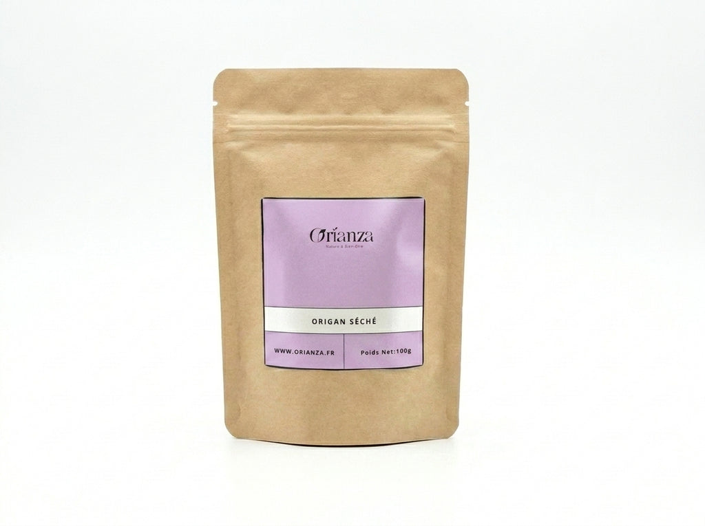 Sachet kraft d'Origan Séché Orianza Selection, herbe aromatique pure de qualité herboristerie supérieure.