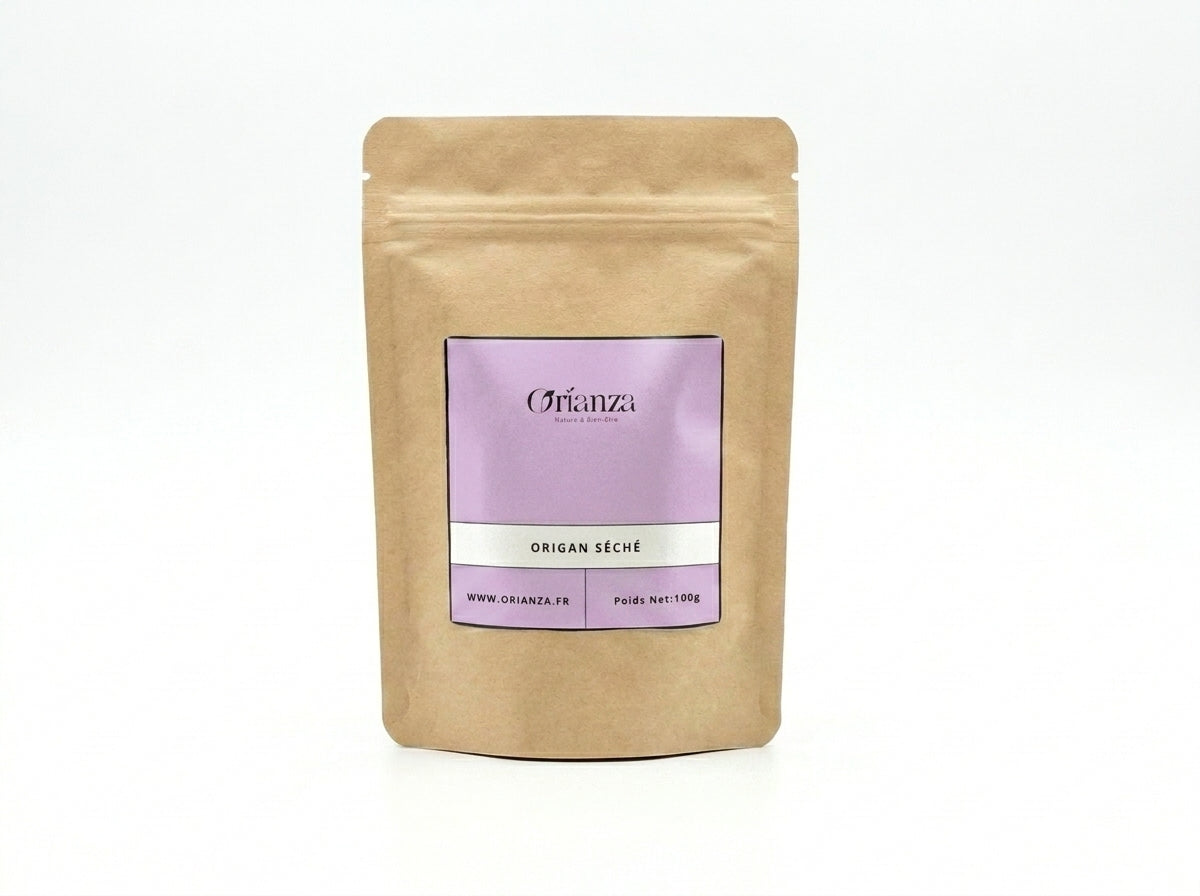 Sachet kraft d'Origan Séché Orianza Selection, herbe aromatique pure de qualité herboristerie supérieure.