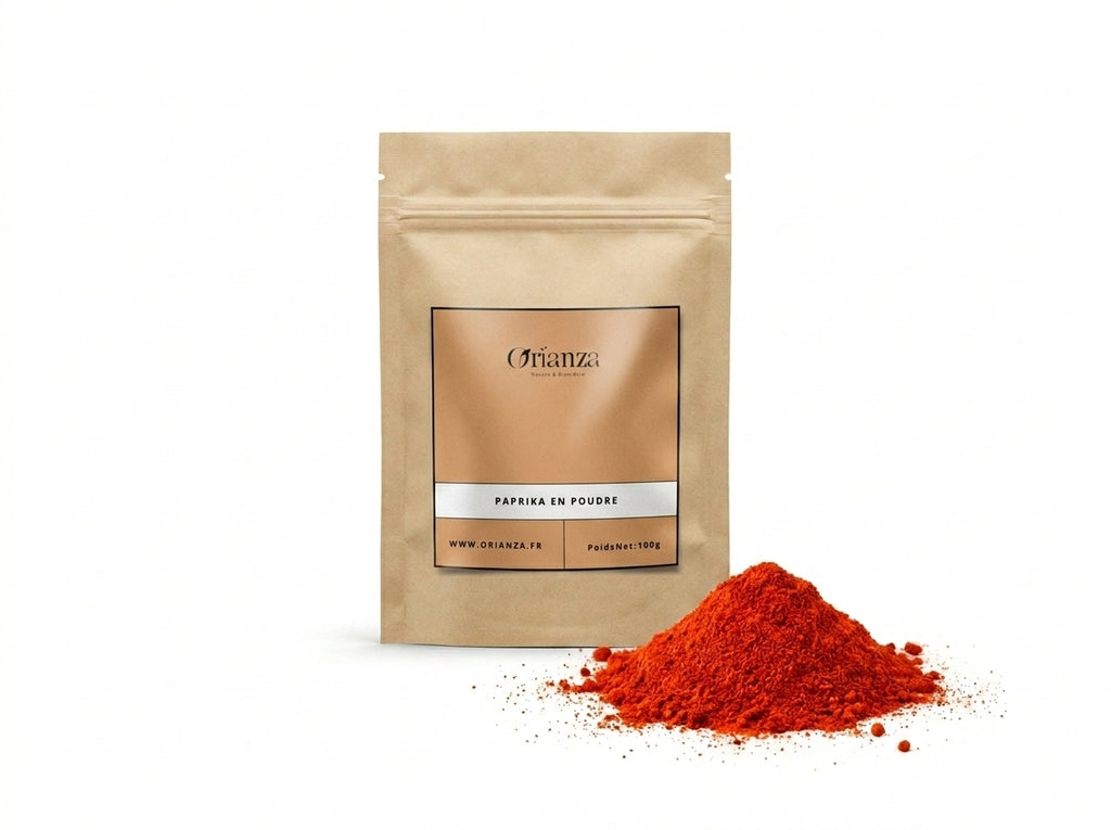 Sachet d'apothicaire de Paprika en Poudre Orianza Selection, épice pure à la couleur rouge vibrante.
