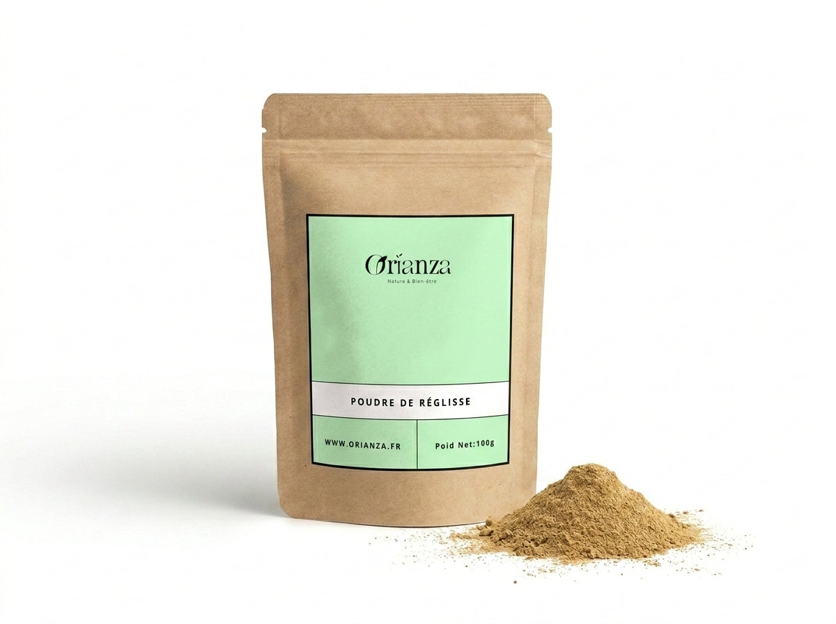 Sachet d'apothicaire en kraft de Poudre de Réglisse Orianza Selection, Erk Sous pur pour soin anti-taches.