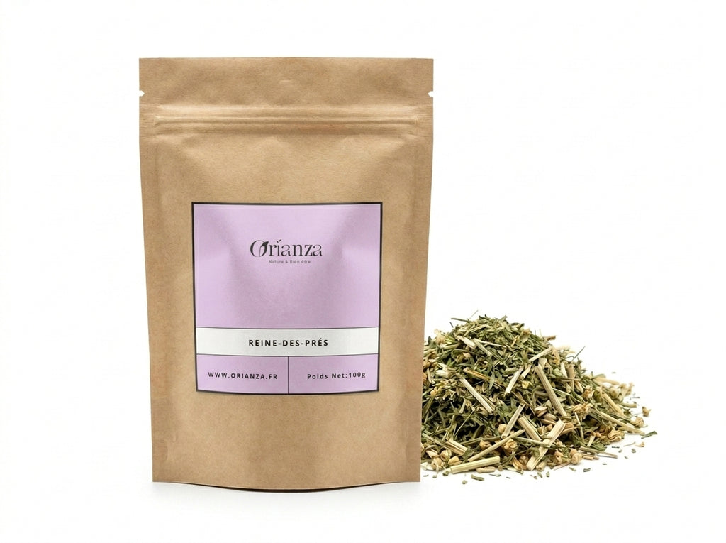 Sachet d'apothicaire en kraft de Reine des Prés Orianza Selection, sommités fleuries pures pour le confort articulaire et musculaire.