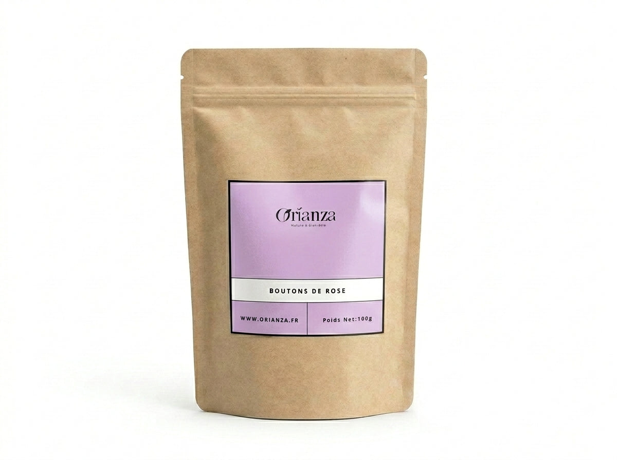 Sachet d'apothicaire en kraft de Boutons de Rose Séchés Orianza Selection, Chich El Ouard pur pour rituel beauté.