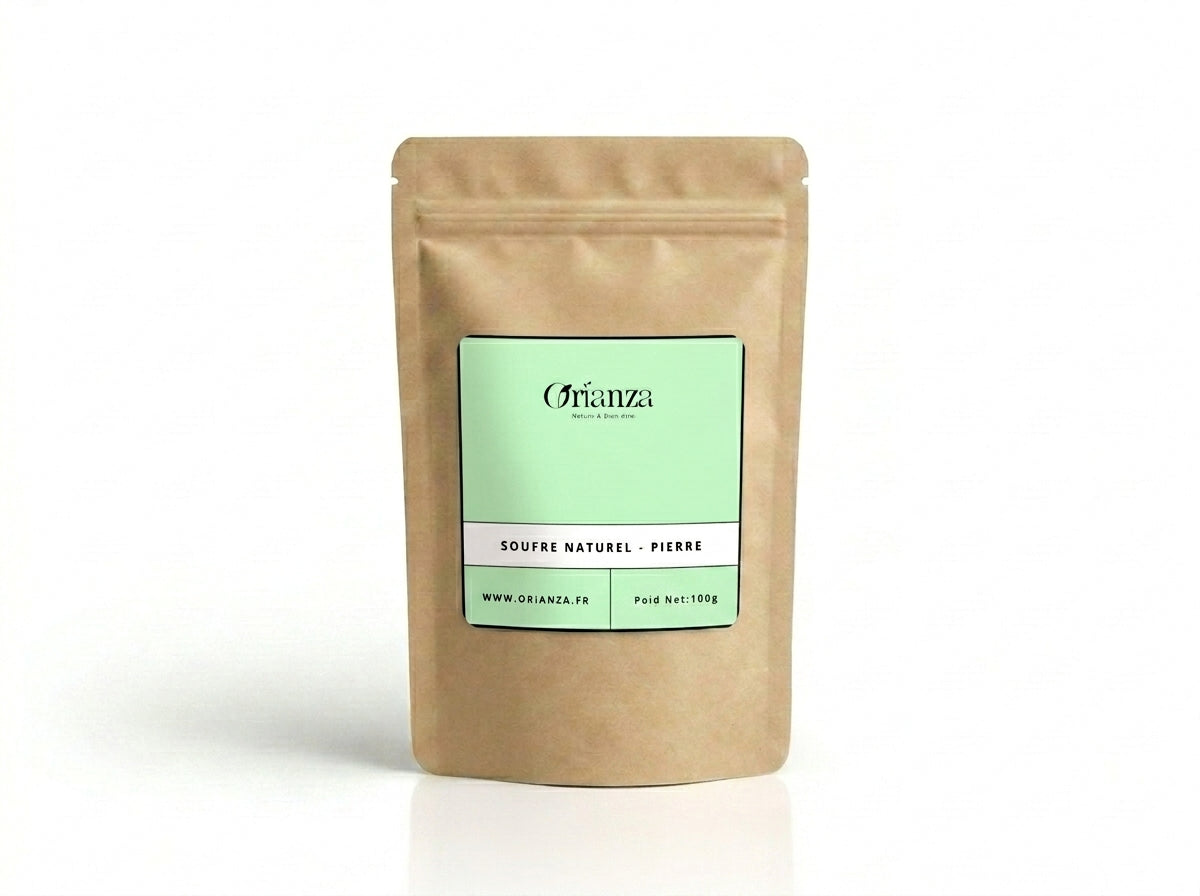 Sachet d'apothicaire en kraft de Soufre Naturel en Pierre Orianza Selection, Kibrit brut pour soin de l'acné.