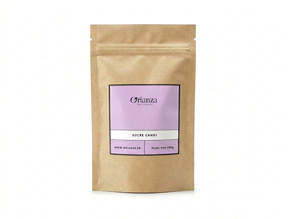 Sachet d'apothicaire en kraft de Sucre Candi Pur Cristallisé Orianza Selection, cristaux naturels pour thés et infusions.