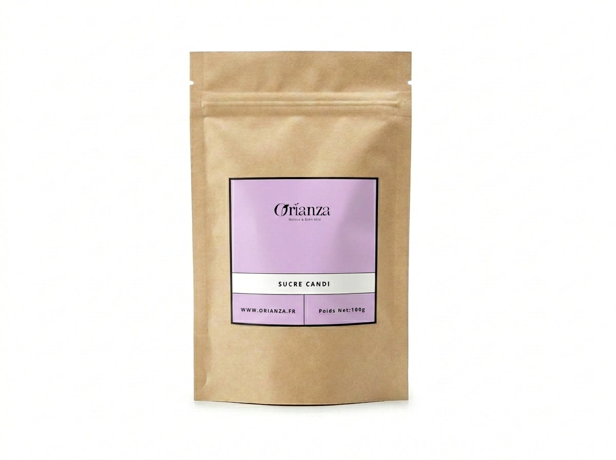 Sachet d'apothicaire en kraft de Sucre Candi Pur Cristallisé Orianza Selection, cristaux naturels pour thés et infusions.