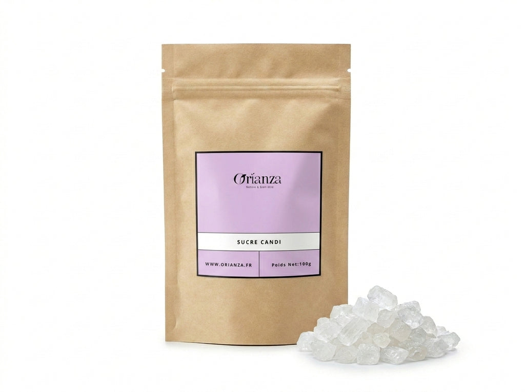 Sachet d'apothicaire en kraft de Sucre Candi Pur Cristallisé Orianza Selection, cristaux naturels pour thés et infusions.