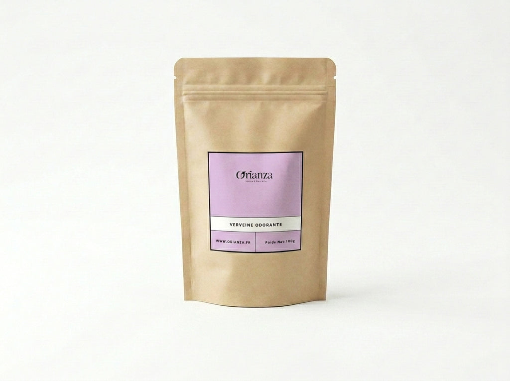 Sachet d'apothicaire transparent de Verveine Odorante Feuilles Entières Orianza Selection, herbe naturelle premium.