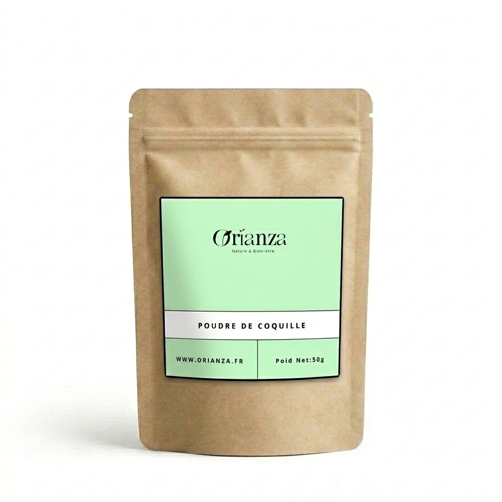 Sachet d'apothicaire en kraft de Poudre de Nacre de Cauris Orianza Selection, Ouadaa pure pour soin anti-taches.