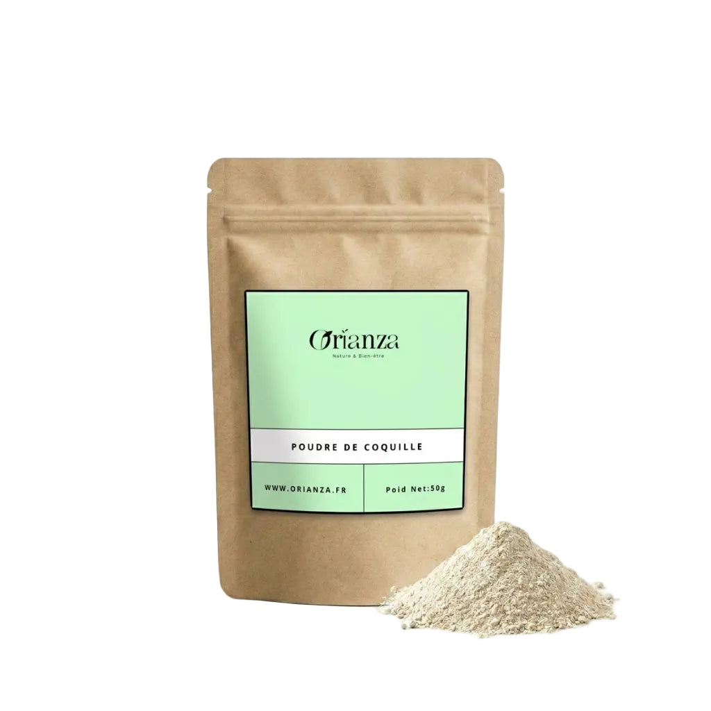 Sachet d'apothicaire en kraft de Poudre de Nacre de Cauris Orianza Selection, Ouadaa pure pour soin anti-taches.